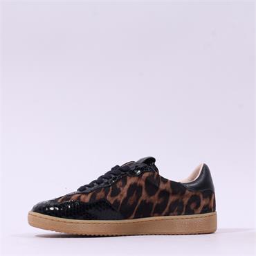 Wonders Nubia Gumsole Laced Trainer - Black Leopard
